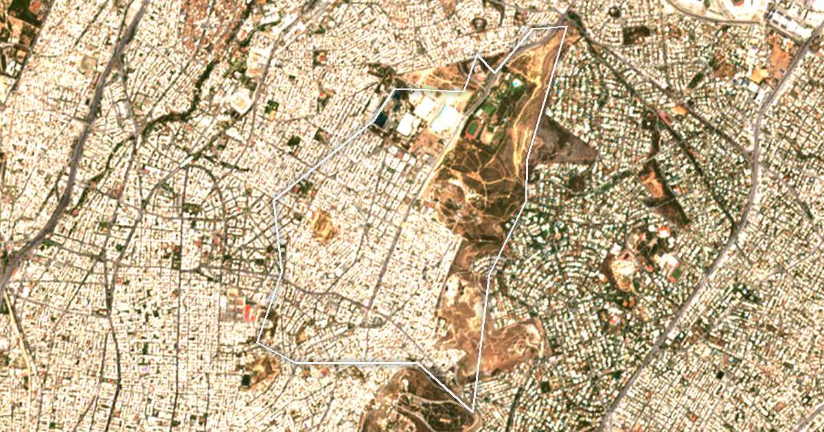 Satellitenbild mit eingezeichneter Grenze: Galatsi