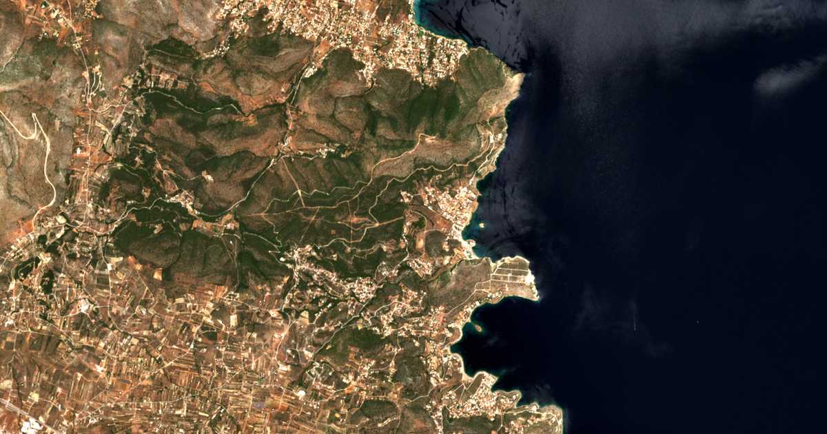 Satellitenkarte von Moní Kakís Thalássis