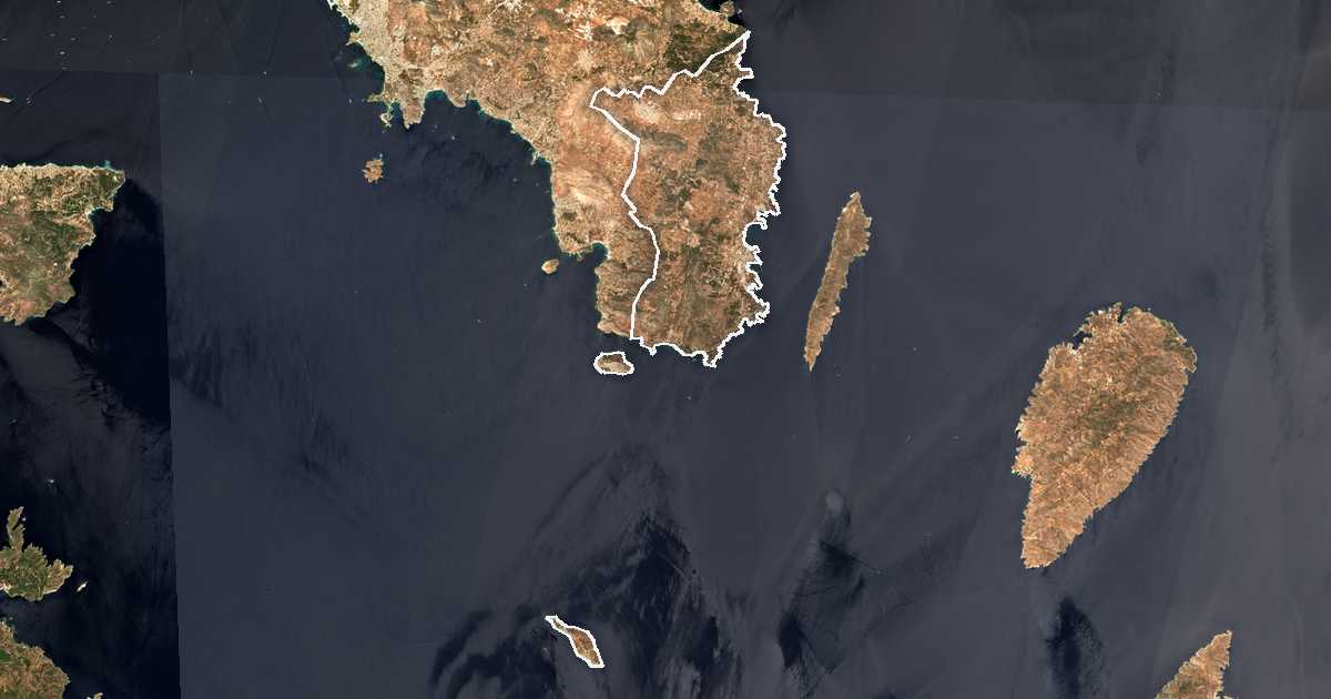 Satellitenbild mit eingezeichneter Grenze: Lavreotiki