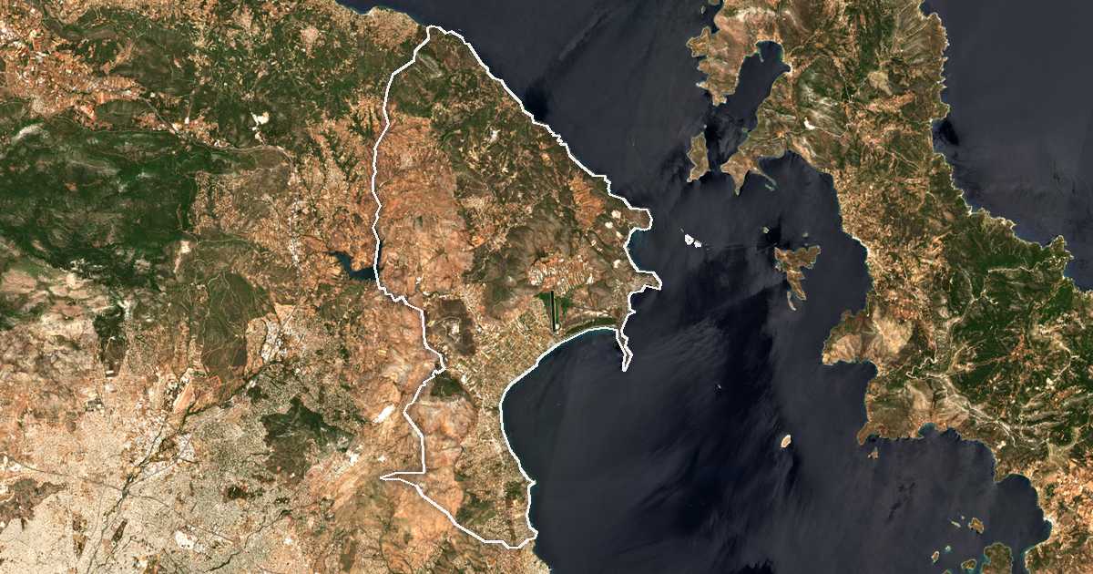Satellitenbild mit eingezeichneter Grenze: Dímos Marathónos