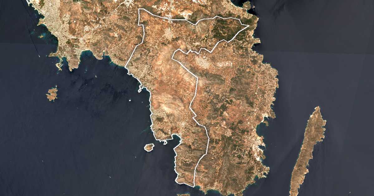 Satellitenbild mit eingezeichneter Grenze: Dímos Saronikoú