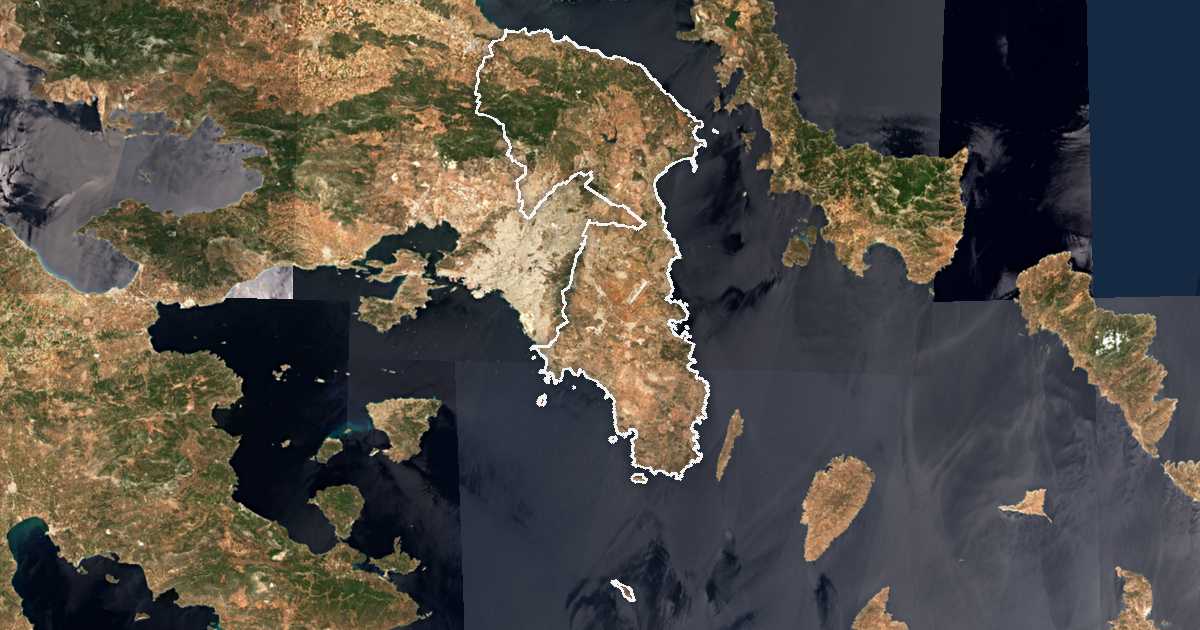 Satellitenbild mit eingezeichneter Grenze: Ostattika
