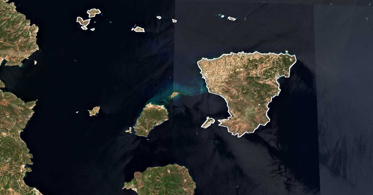 Satellitenbild mit eingezeichneter Grenze: Dímos Aíginas