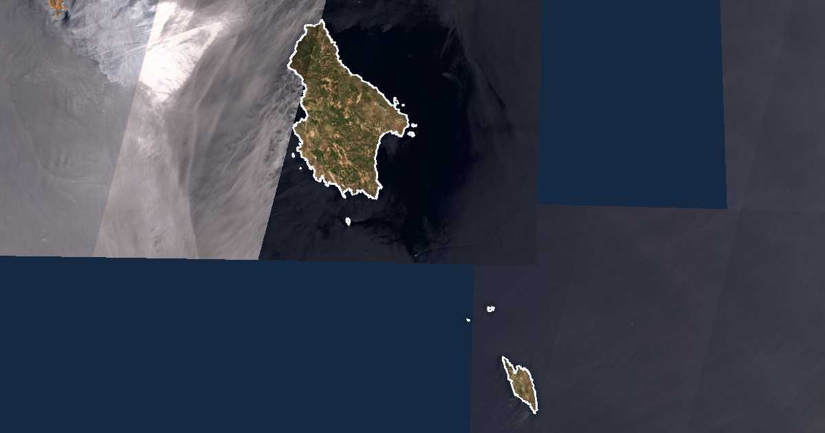Satellitenbild mit eingezeichneter Grenze: Kythira