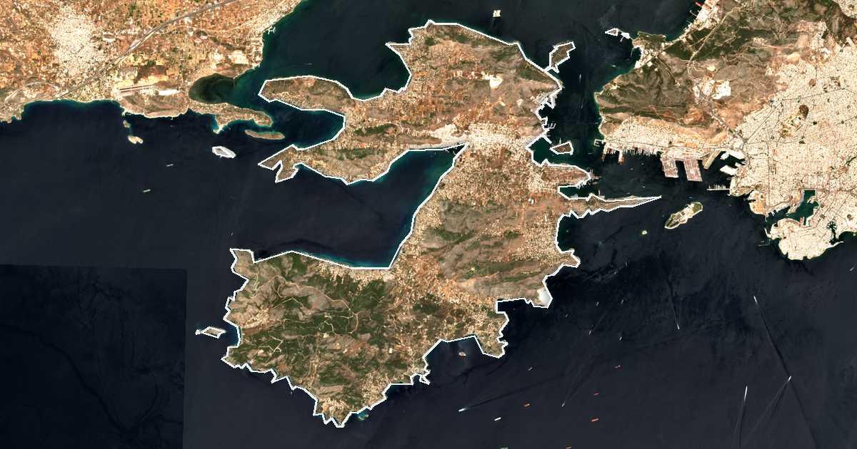 Satellitenbild mit eingezeichneter Grenze: Salamis