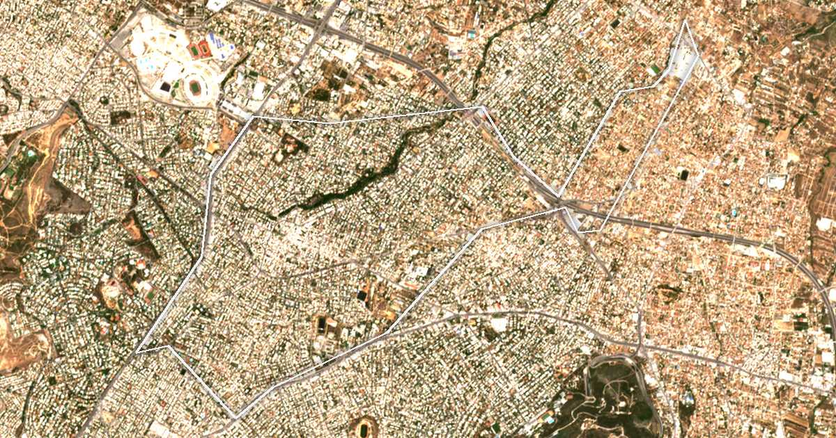 Satellitenbild mit eingezeichneter Grenze: Chalandri