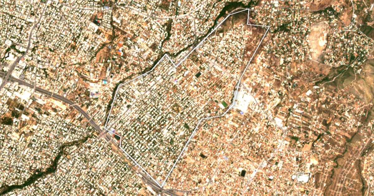 Satellitenbild mit eingezeichneter Grenze: Vrilissia
