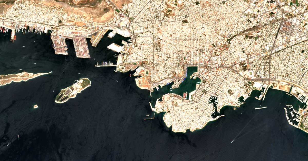 Satellitenkarte von Drapetsóna