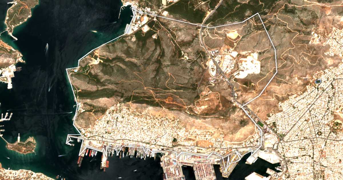 Satellitenbild mit eingezeichneter Grenze: Perama