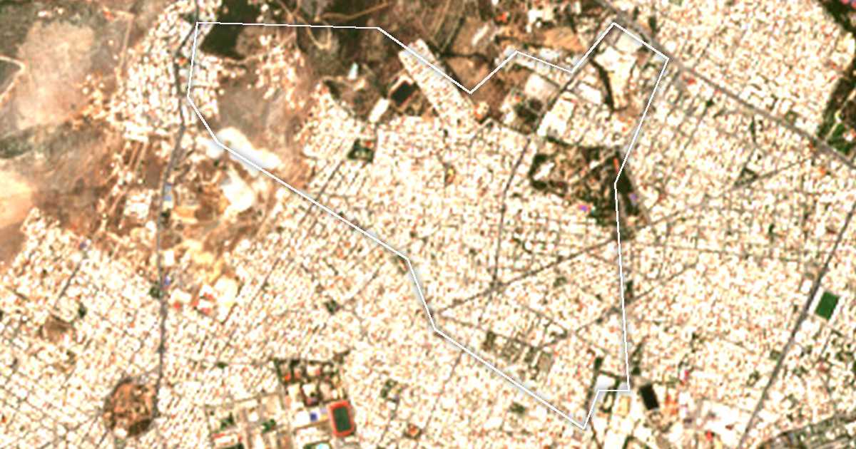 Satellitenbild mit eingezeichneter Grenze: Agia Varvara