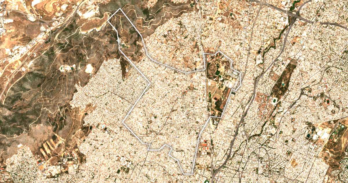 Satellitenbild mit eingezeichneter Grenze: Ilio