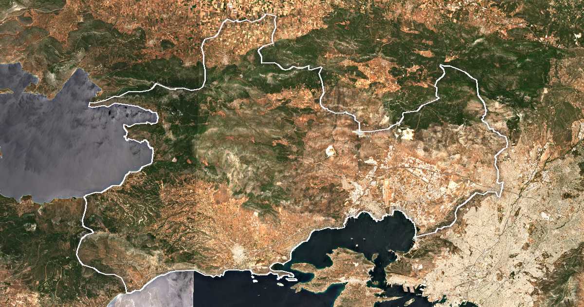 Satellitenbild mit eingezeichneter Grenze: Westattika