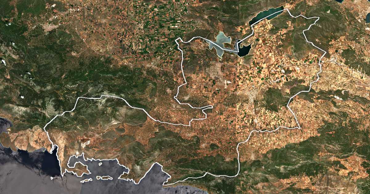 Satellitenbild mit eingezeichneter Grenze: Thiva