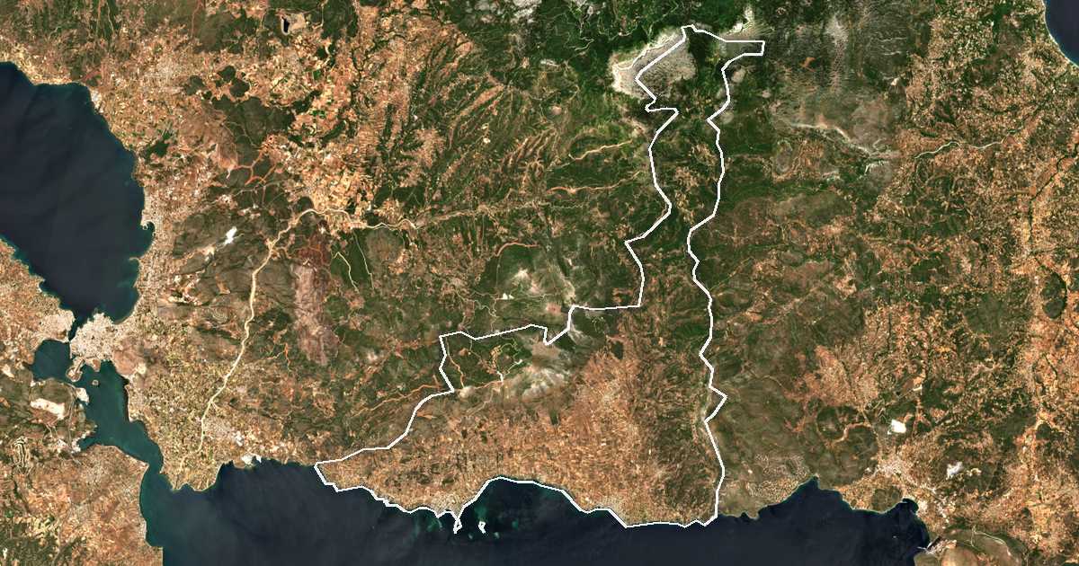 Satellitenbild mit eingezeichneter Grenze: Dímos Erétrias