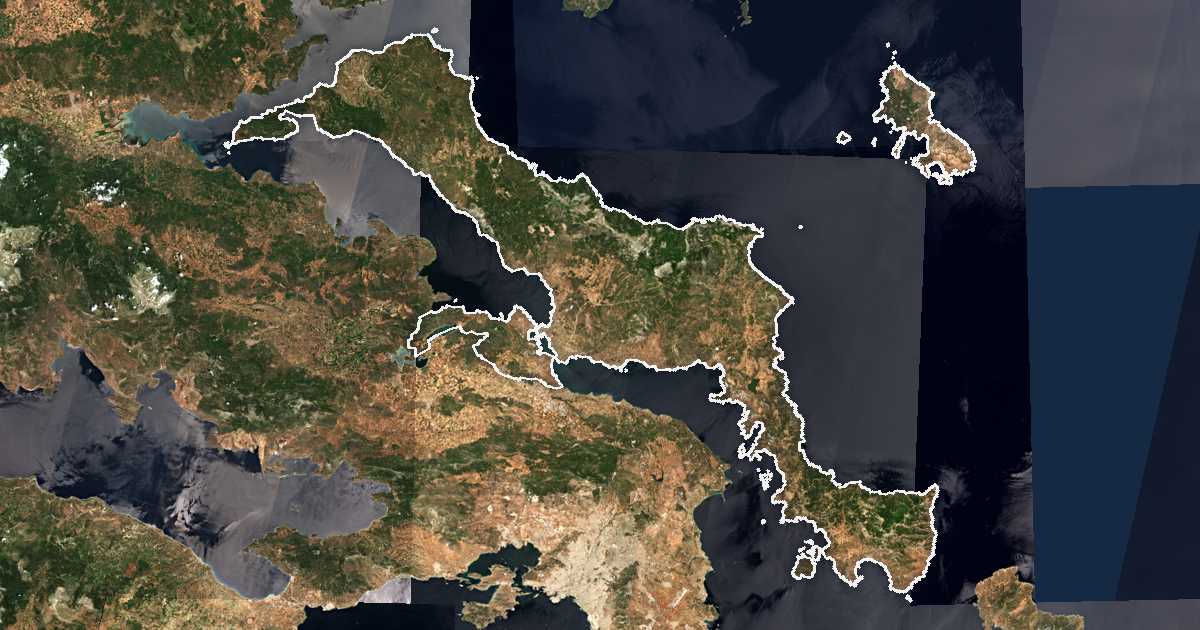 Satellitenbild mit eingezeichneter Grenze: Euböa