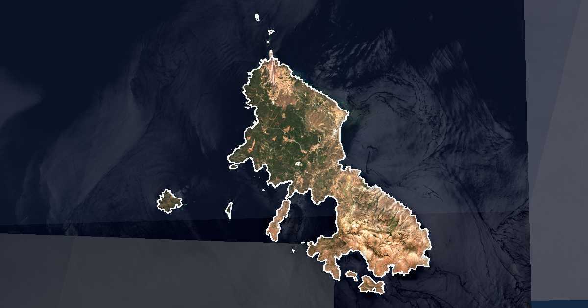 Satellitenbild mit eingezeichneter Grenze: Skyros