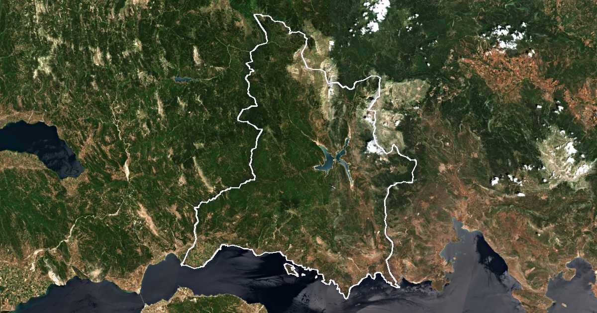 Satellitenbild mit eingezeichneter Grenze: Dorida