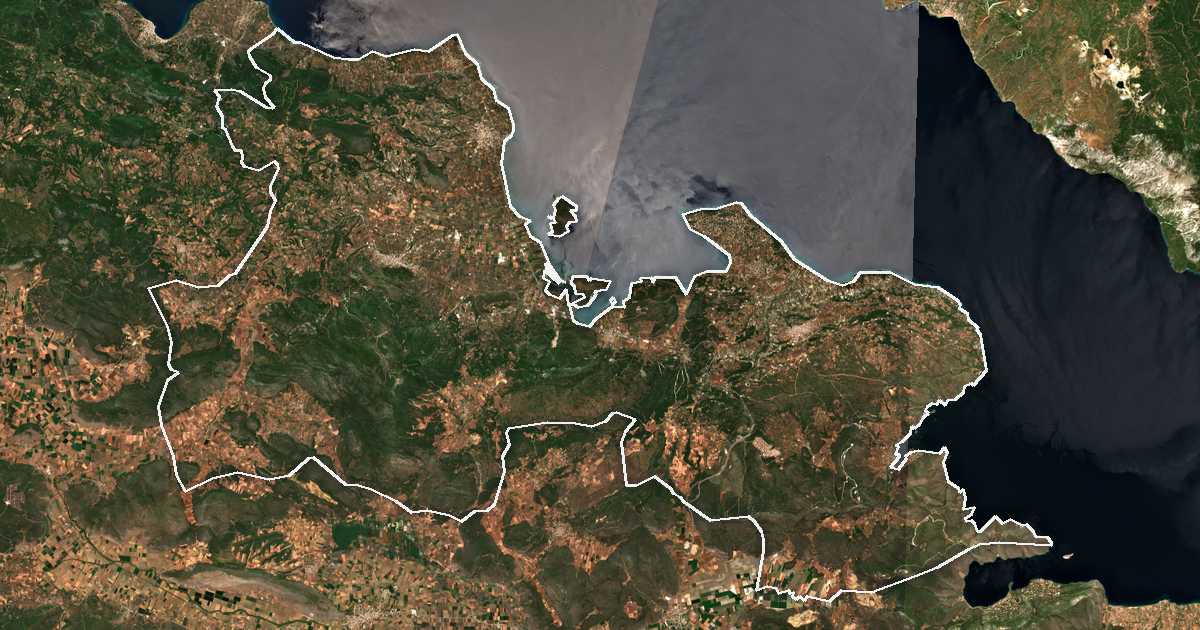 Satellitenbild mit eingezeichneter Grenze: Lokri