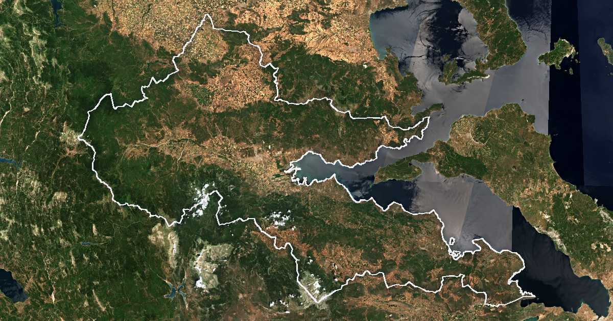 Satellitenbild mit eingezeichneter Grenze: Fthiotida