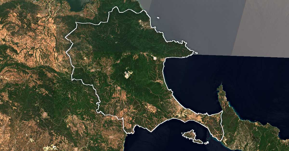 Satellitenbild mit eingezeichneter Grenze: Aristotelis