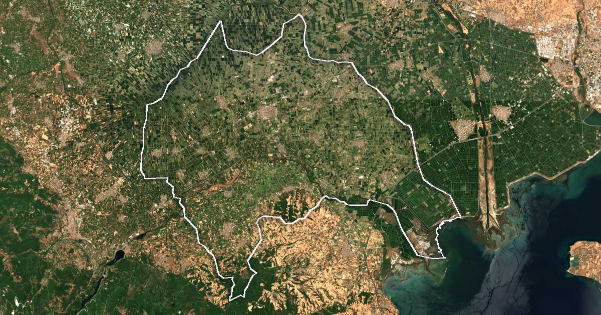 Satellitenbild mit eingezeichneter Grenze: Alexandria
