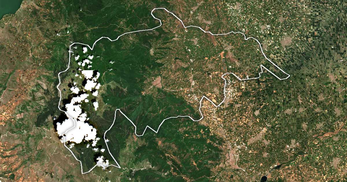 Satellitenbild mit eingezeichneter Grenze: Naoussa