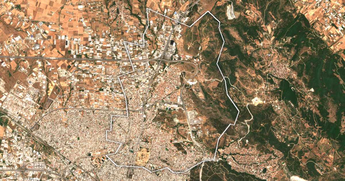 Satellitenbild mit eingezeichneter Grenze: Pavlos Melas