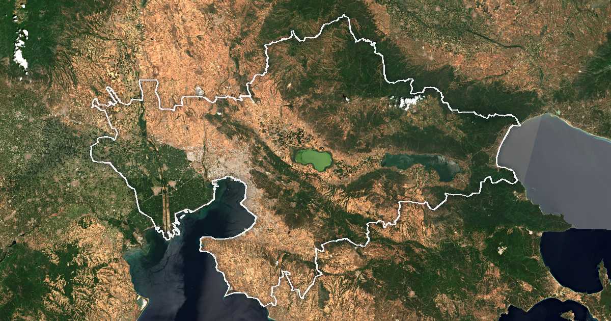 Satellitenbild mit eingezeichneter Grenze: Thessaloniki