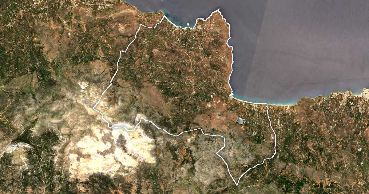 Satellitenbild mit eingezeichneter Grenze: Apokoronas