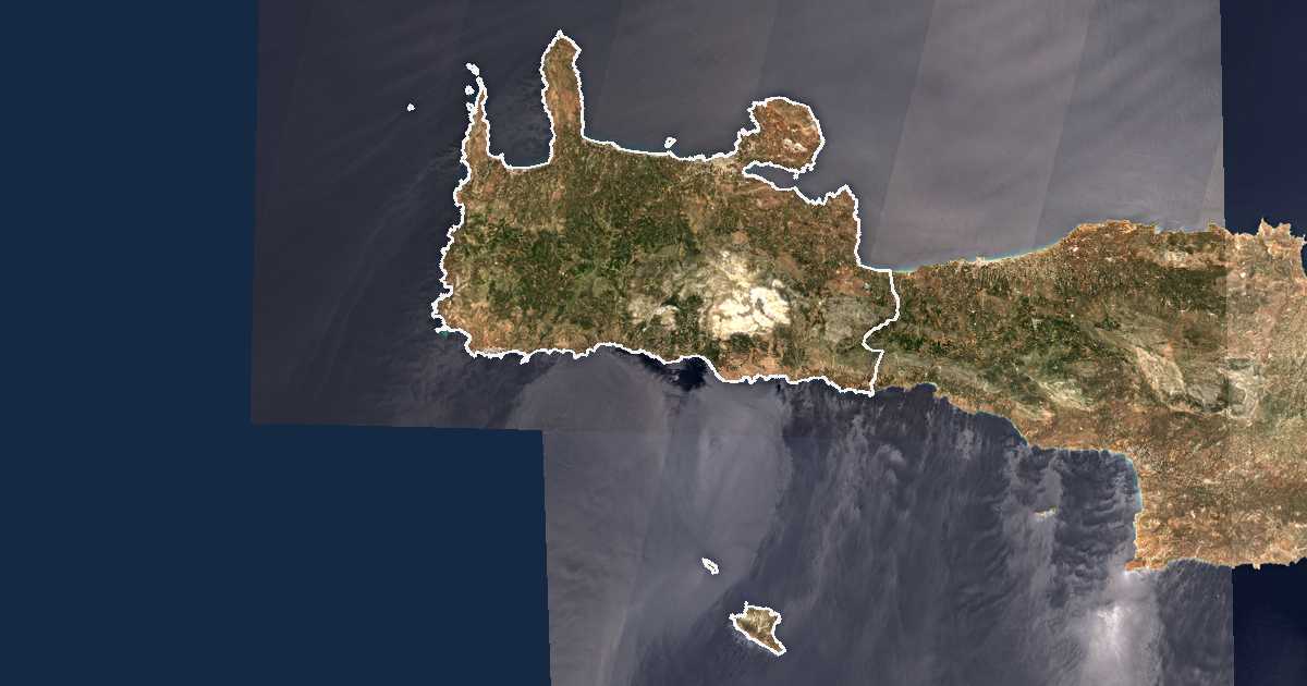 Satellitenbild mit eingezeichneter Grenze: Chania