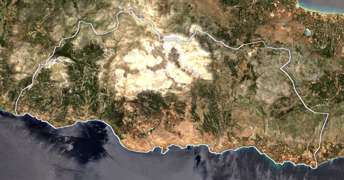 Satellitenbild mit eingezeichneter Grenze: Sfakia