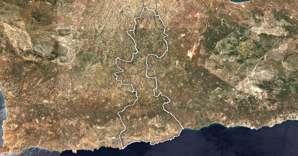 Satellitenbild mit eingezeichneter Grenze: Archanes-Asterousia