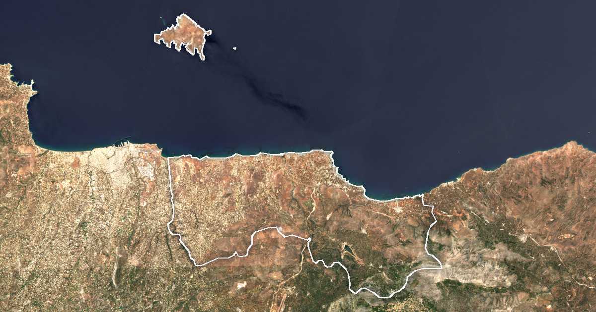 Satellitenbild mit eingezeichneter Grenze: Chersonisos