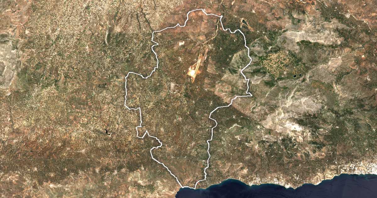 Satellitenbild mit eingezeichneter Grenze: Minoa Pediada