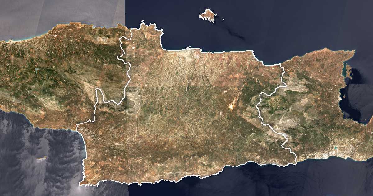 Satellitenbild mit eingezeichneter Grenze: Iraklio