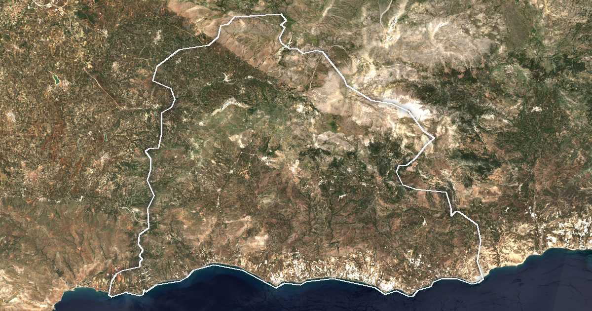 Satellitenbild mit eingezeichneter Grenze: Viannos