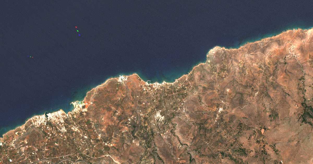 Satellitenkarte von Paralía Milátou