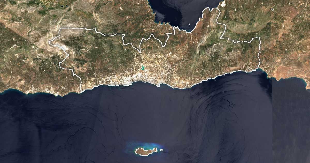 Satellitenbild mit eingezeichneter Grenze: Dímos Ierápetras
