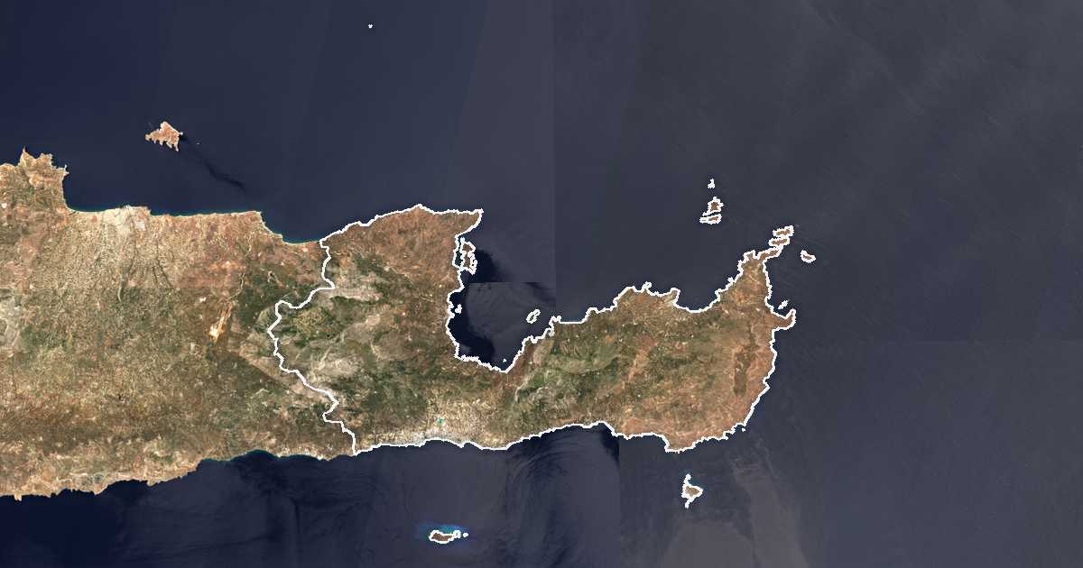 Satellitenbild mit eingezeichneter Grenze: Lasithi