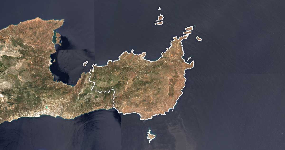 Satellitenbild mit eingezeichneter Grenze: Dímos Siteías