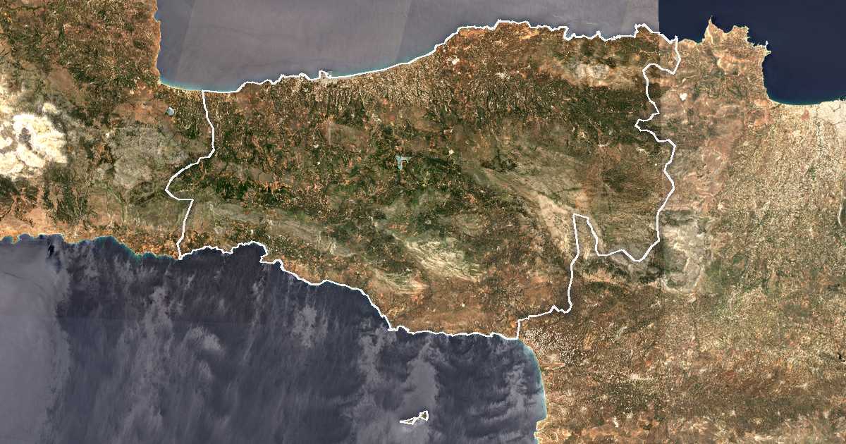 Satellitenbild mit eingezeichneter Grenze: Rethymno