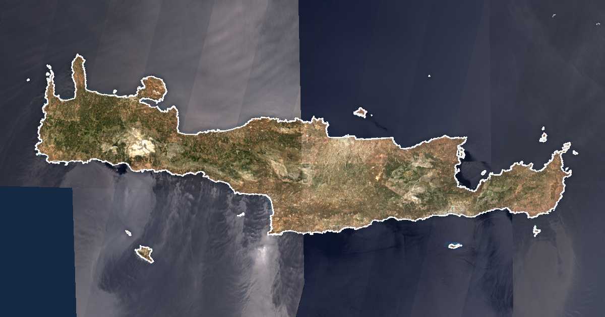 Satellitenbild mit eingezeichneter Grenze: Kreta