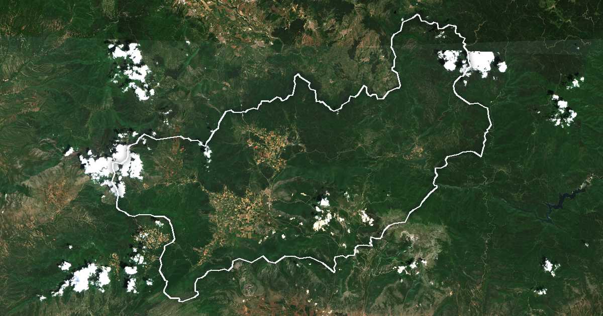 Satellitenbild mit eingezeichneter Grenze: Nevrokopi