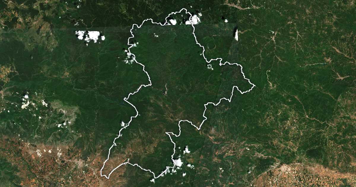 Satellitenbild mit eingezeichneter Grenze: Paranesti
