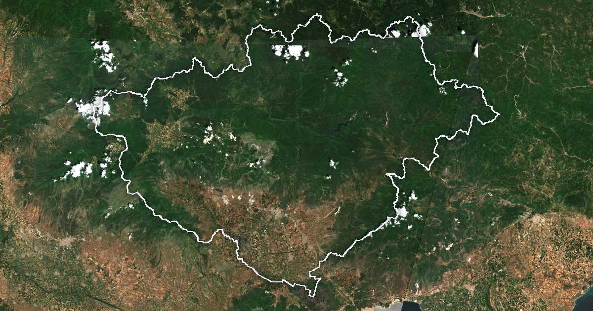 Satellitenbild mit eingezeichneter Grenze: Drama