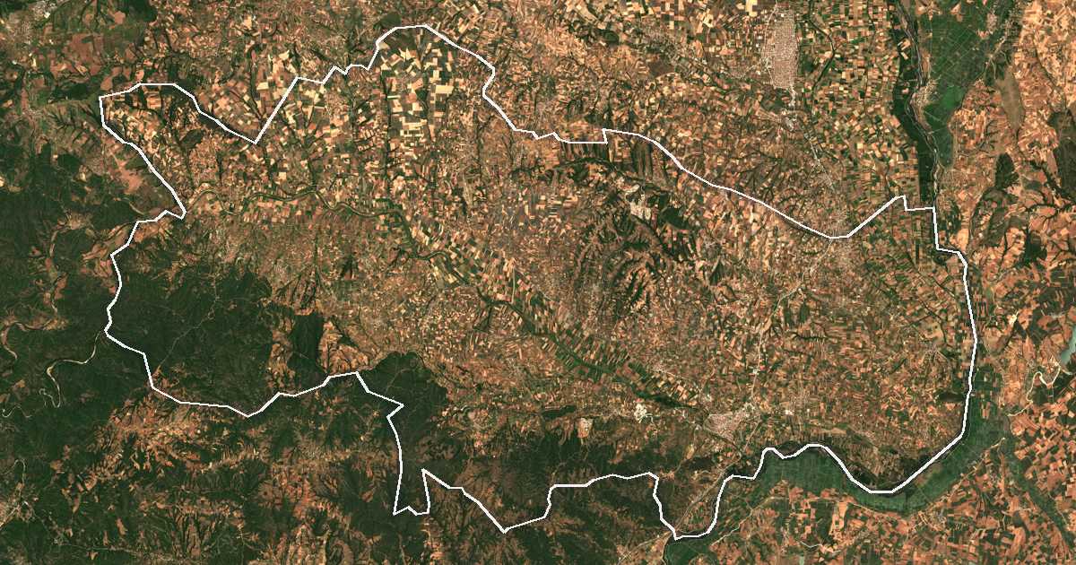 Satellitenbild mit eingezeichneter Grenze: Didymoticho