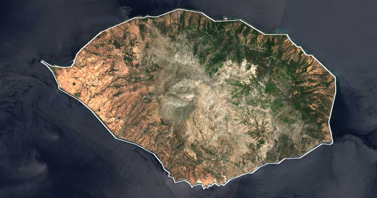 Satellitenbild mit eingezeichneter Grenze: Samothraki