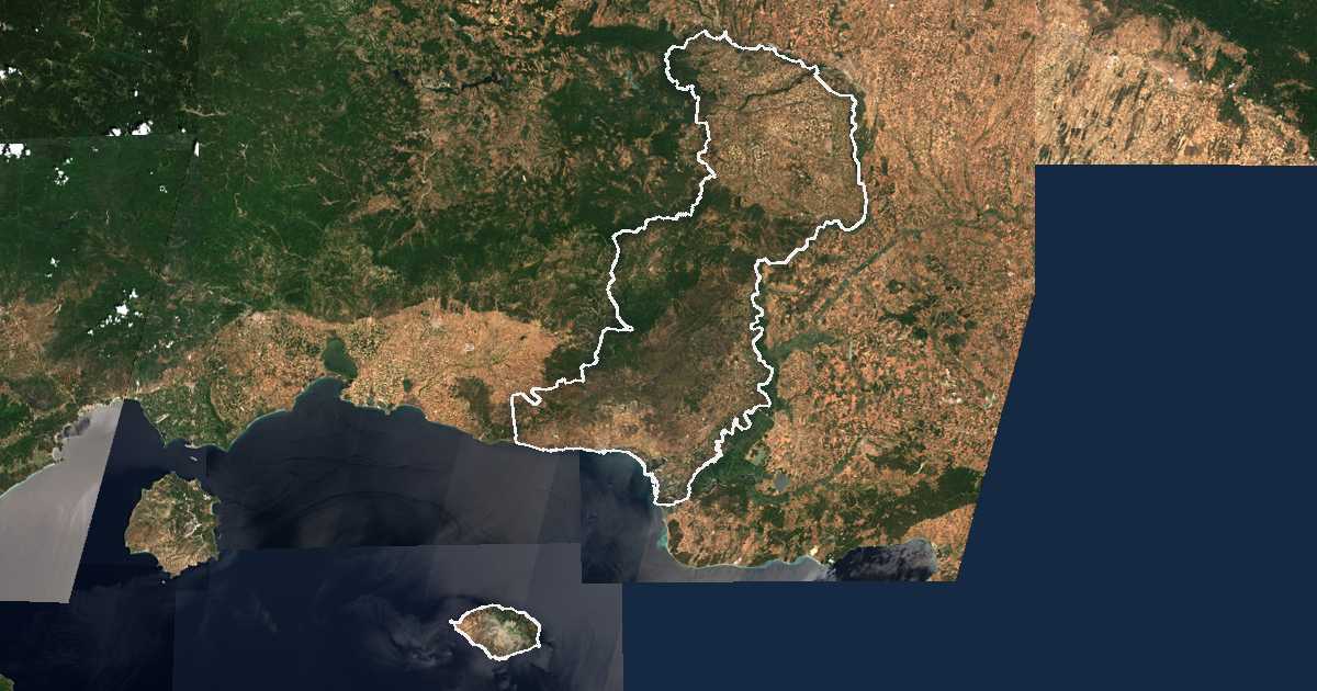 Satellitenbild mit eingezeichneter Grenze: Evros