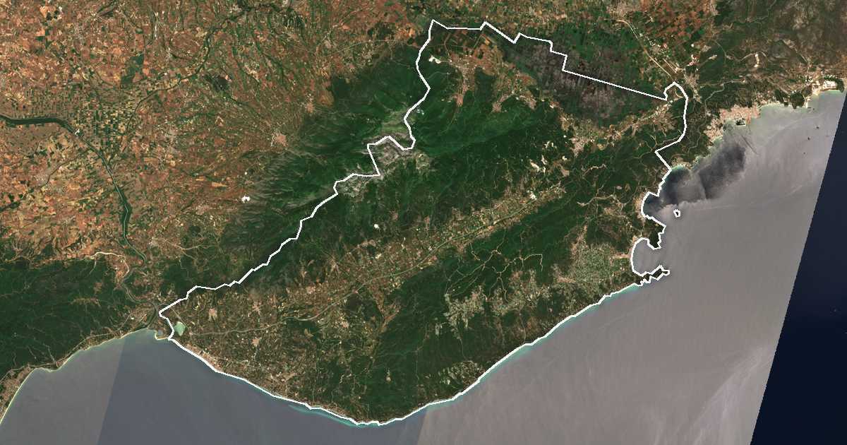 Satellitenbild mit eingezeichneter Grenze: Pangeo