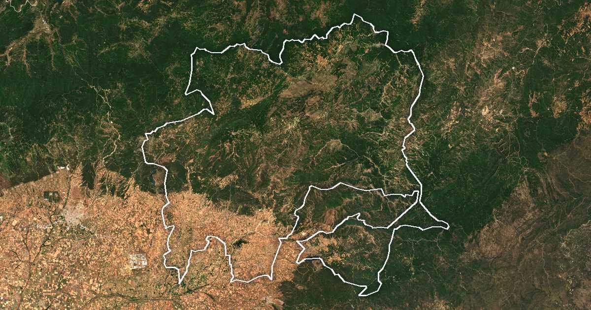 Satellitenbild mit eingezeichneter Grenze: Arriana